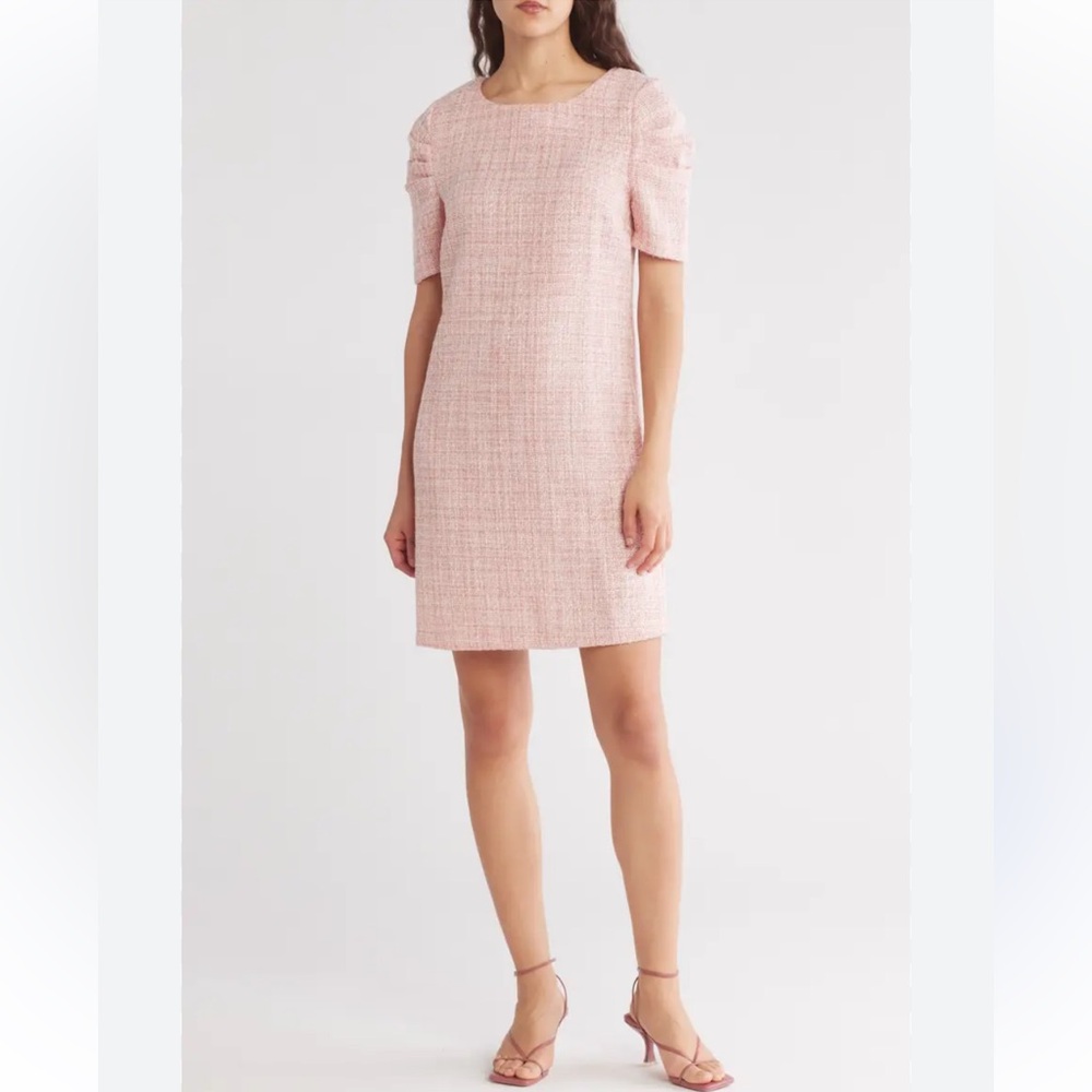 New Area Stars Short Sleeve Tweed Shift Dress XL